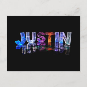 Carte Postale Le nom Justin en lumières 3D (Photographie)