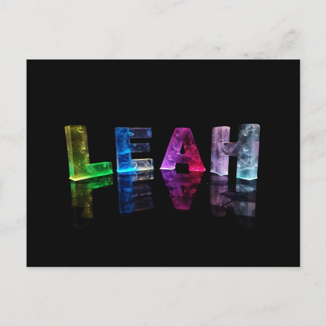 Carte Postale Le nom Leah en lumières 3D (photo) (Devant)