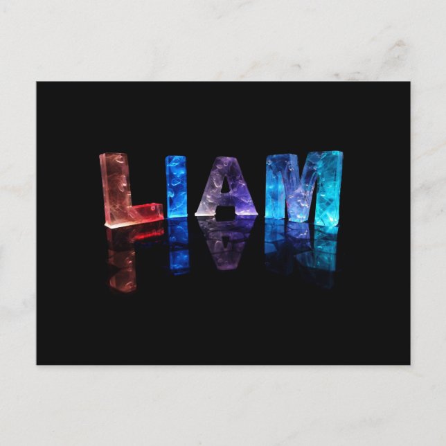 Carte Postale Le nom Liam en lumières 3D (photo) (Devant)