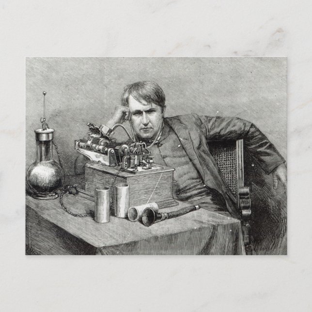 Carte Postale Le nouveau phonographe de M. Edison (Devant)