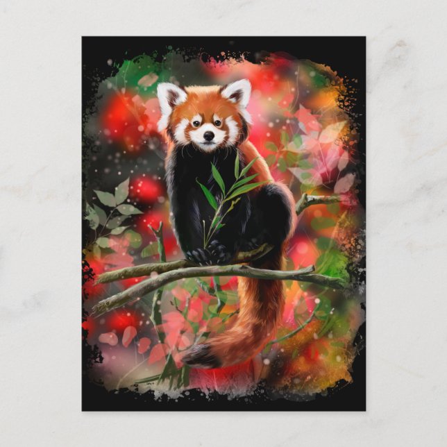 Carte Postale Le panda rouge est assis sur une branche (Devant)