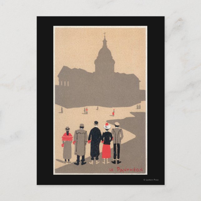 Carte Postale Le Panthéon Art Déco Scène Paris, France (Devant)