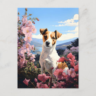 Carte Postale Le paradis floral de Jack Russell Terrier