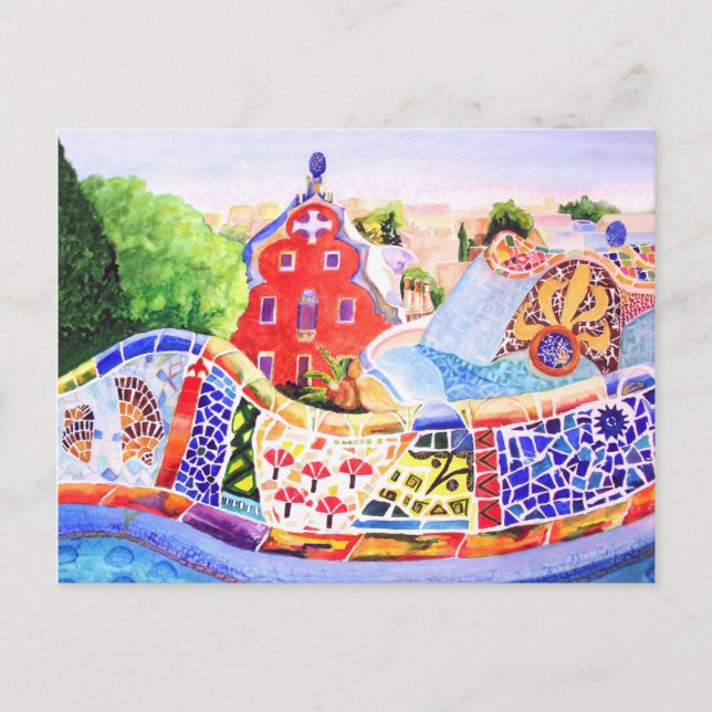 Carte Postale Le Parc de Gaudi. (Devant)
