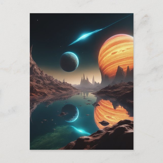 Carte Postale Le paysage d'exoplanète aquatique alien est un (Devant)