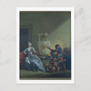 Carte Postale Le peintre de harlequin, c.1742 (huile sur la
