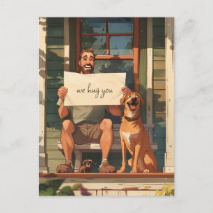 Carte Postale Le père du chien et son chien
