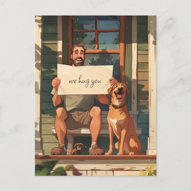 Carte Postale Le père du chien et son chien (Devant)