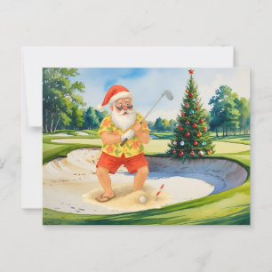 Carte Postale Le Père Noël est Noël de golf en juillet