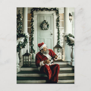 Carte Postale Le Père Noël joue de la musique