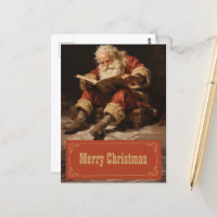 Le Père Noël lit le livre Peinture Art