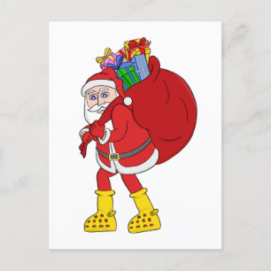 Carte Postale Le Père Noël porte de grosses bottes jaunes