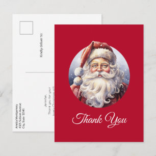 Carte Postale Le Père Noël rétro dans un Merci de Noël Casquette