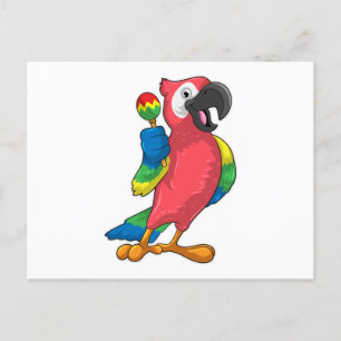 Carte Postale Le perroquet à la musique avec Maracas