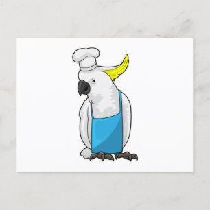 Carte Postale Le perroquet en tant que chef avec casquette Cuisi