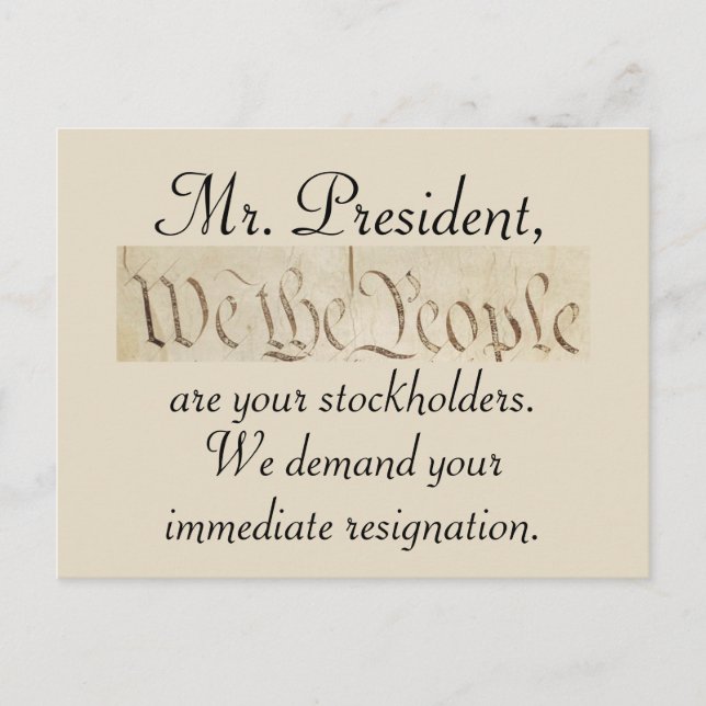 Carte Postale Le peuple exige la démission de Trump (Devant)