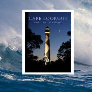 Carte Postale Le phare de Cape Lookout à la nuit