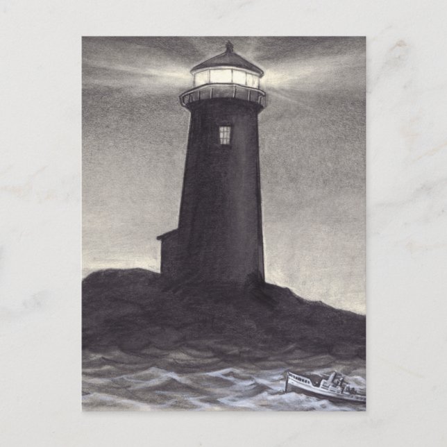 Carte Postale Le phare la nuit le brillant est lumière de (Devant)