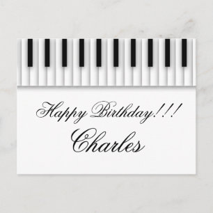 Carte Postale Le piano de musique verrouille le blanc noir