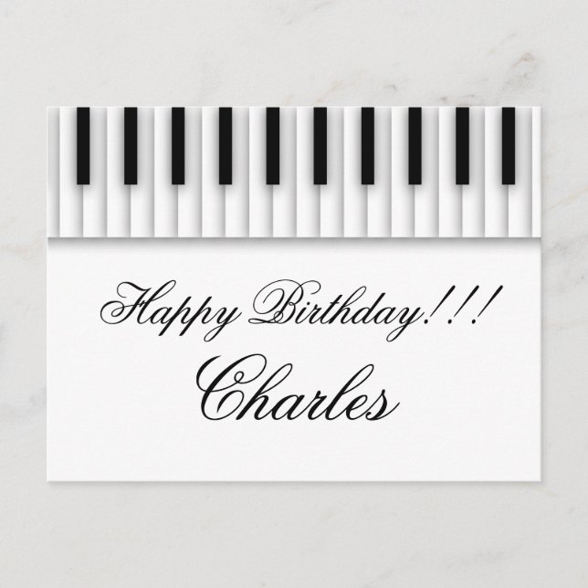 Carte Postale Le piano de musique verrouille le blanc noir (Devant)