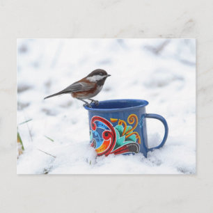 Carte Postale Le poulet dans la neige