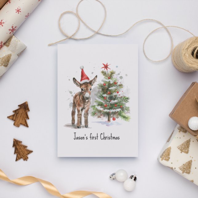 Carte Postale Le premier Noël du Donkey sucré, coutume (Créateur téléchargé)