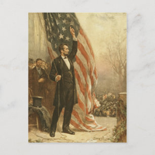 Carte Postale Le président Abraham Lincoln sous le drapeau améri