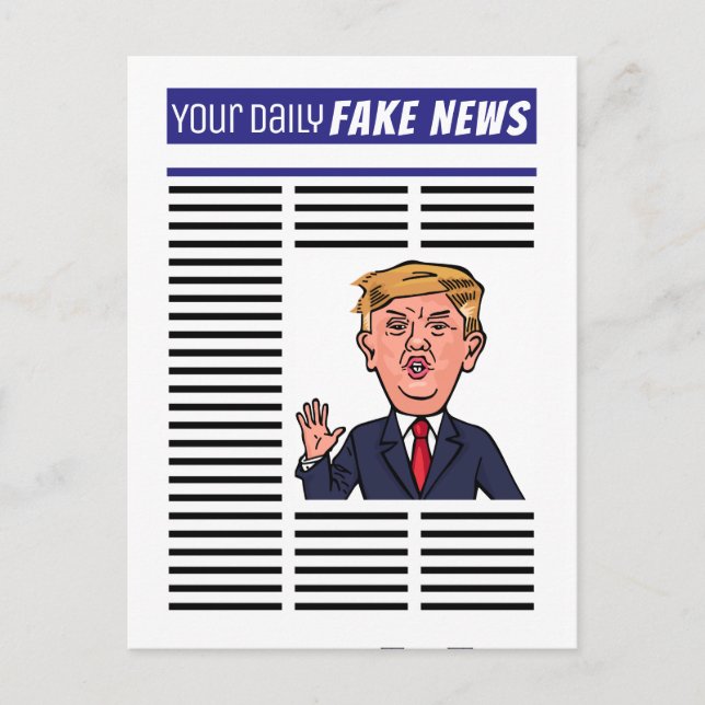 Carte Postale Le président Donald Trump Fake News Drôle Cartoon (Devant)