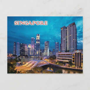 Carte Postale Le quai et le ciel de Singapour la nuit