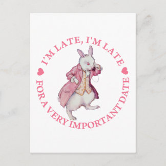 CARTE POSTALE LE RABBIT BLANC D'ALICE DIT, JE SUIS EN RETARD, JE