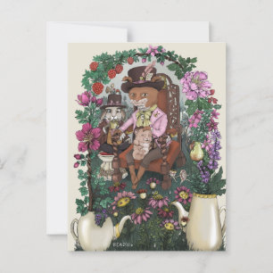 Carte Postale Le renard lunaire a fait le chapeau Alice au pays 