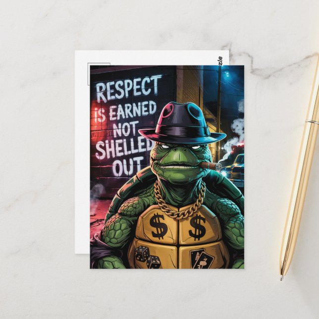 Carte Postale Le respect de la tortue n'est pas éradiqué (Devant/Arrière en situation)
