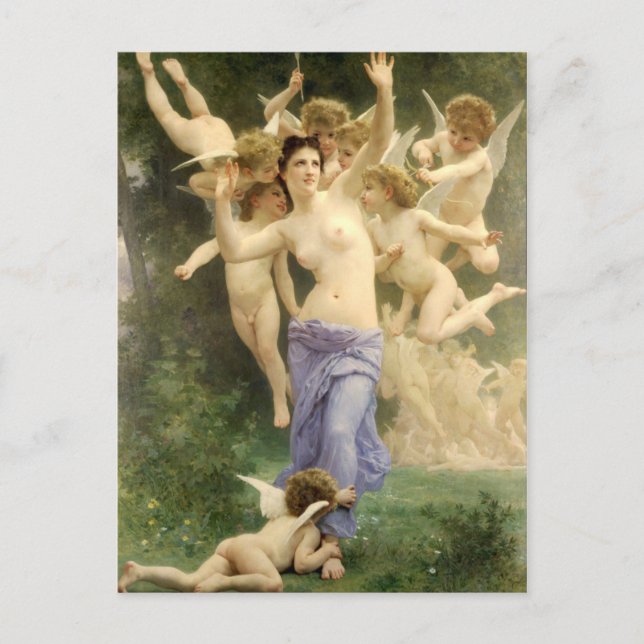 Carte Postale Le réveil du coeur par Bouguereau (Devant)
