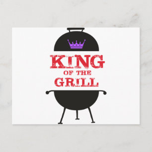 Carte Postale Le Roi Du Grill, Noir Violet Couronne Rouge