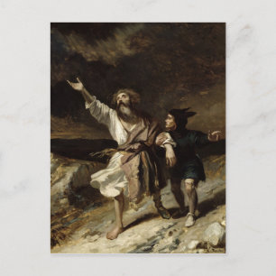 Carte Postale Le roi Lear et l'idiot dans la tempête