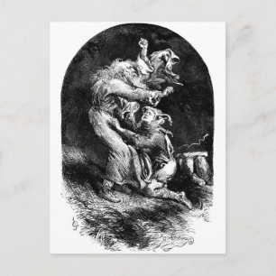 Carte Postale Le roi Lear et l'idiot dans une tempête