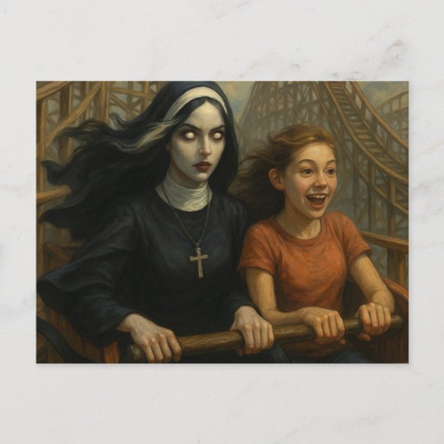 Carte Postale Le Rollercoaster Ride Scary Nun et l'enfant (Devant)