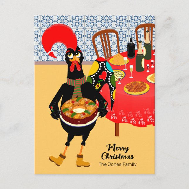 Carte Postale Le Rooster Portugais aime le gâteau du roi (Devant)
