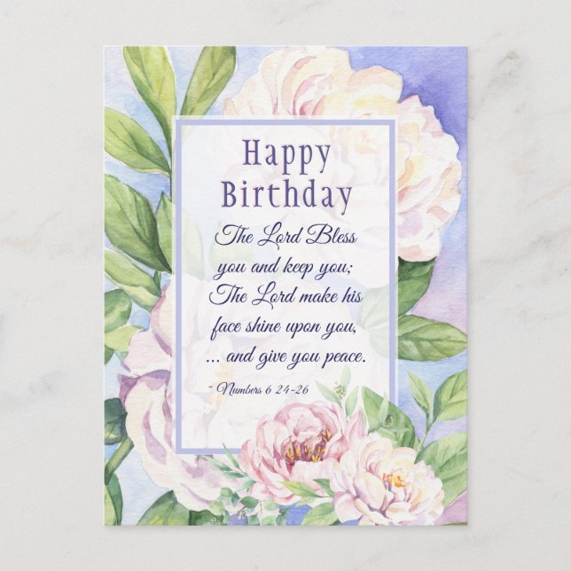 Carte Postale Le Seigneur Bless You Bible Birthday Elegant Flora (Devant)