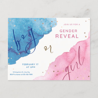 Carte Postale le sexe révèle, bleu ou rose, il ou elle,