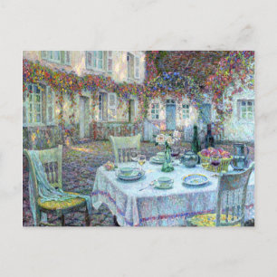 Carte Postale Le Sidaner : Table avec des roses à Gerberoy