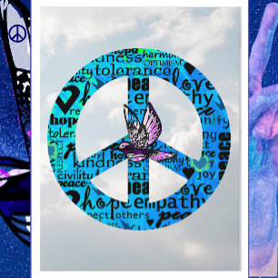 Carte Postale Le signe de la paix avec la colombe Bonne année