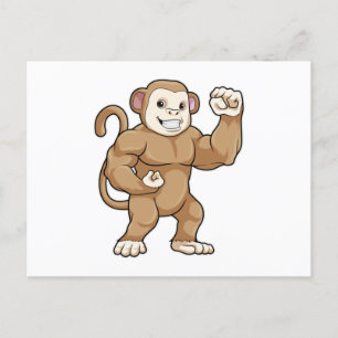 Carte Postale Le singe comme culturiste au Bodybuilding