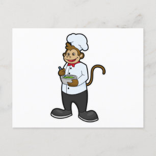 Carte Postale Le singe cuire avec le bol