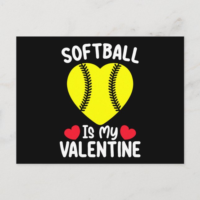 Carte Postale Le softball est mon sport de la Saint Valentin (Devant)