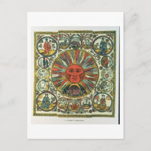 Carte Postale Le Soleil et le Zodiaque, russe, fin 18ème siècle