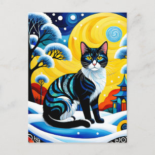 Carte Postale Le tableau "Chat" est un vin froid et élégant