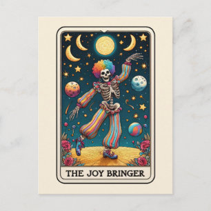 Carte Postale Le Tarot Art Arc-en-ciel Clown Squelette Bringueur