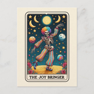 Carte Postale Le Tarot Art Arc-en-ciel Clown Squelette Bringueur