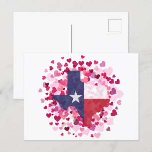 Carte Postale Le Texas dans un champ de coeur - Saint Valentin
